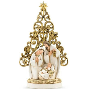 Napco Holy Family in White and Gold